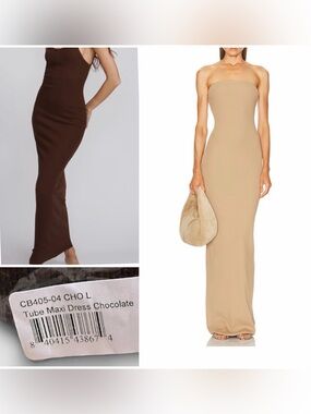 NWT ÉTERNE Tube Maxi Dress Chocolate Brown L